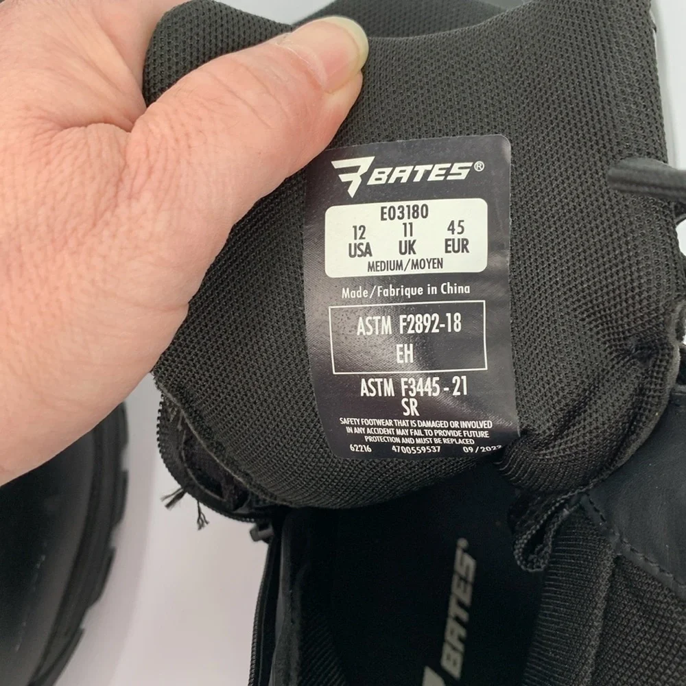 Bates military tactical boots combat black side zipper work E03180 men new 12